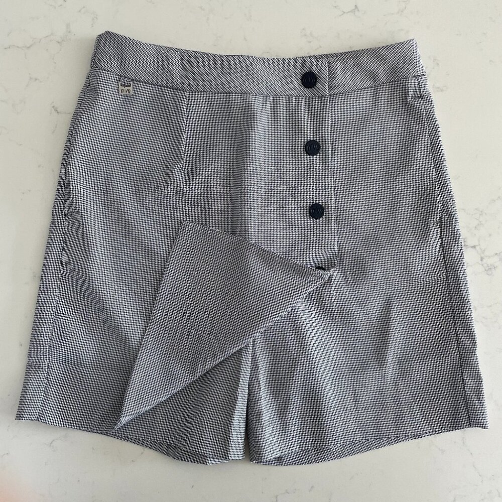 Nivo Benita Houndstooth Print Modern Classic Golf Pickleball Skort Blk Wht Sz 0